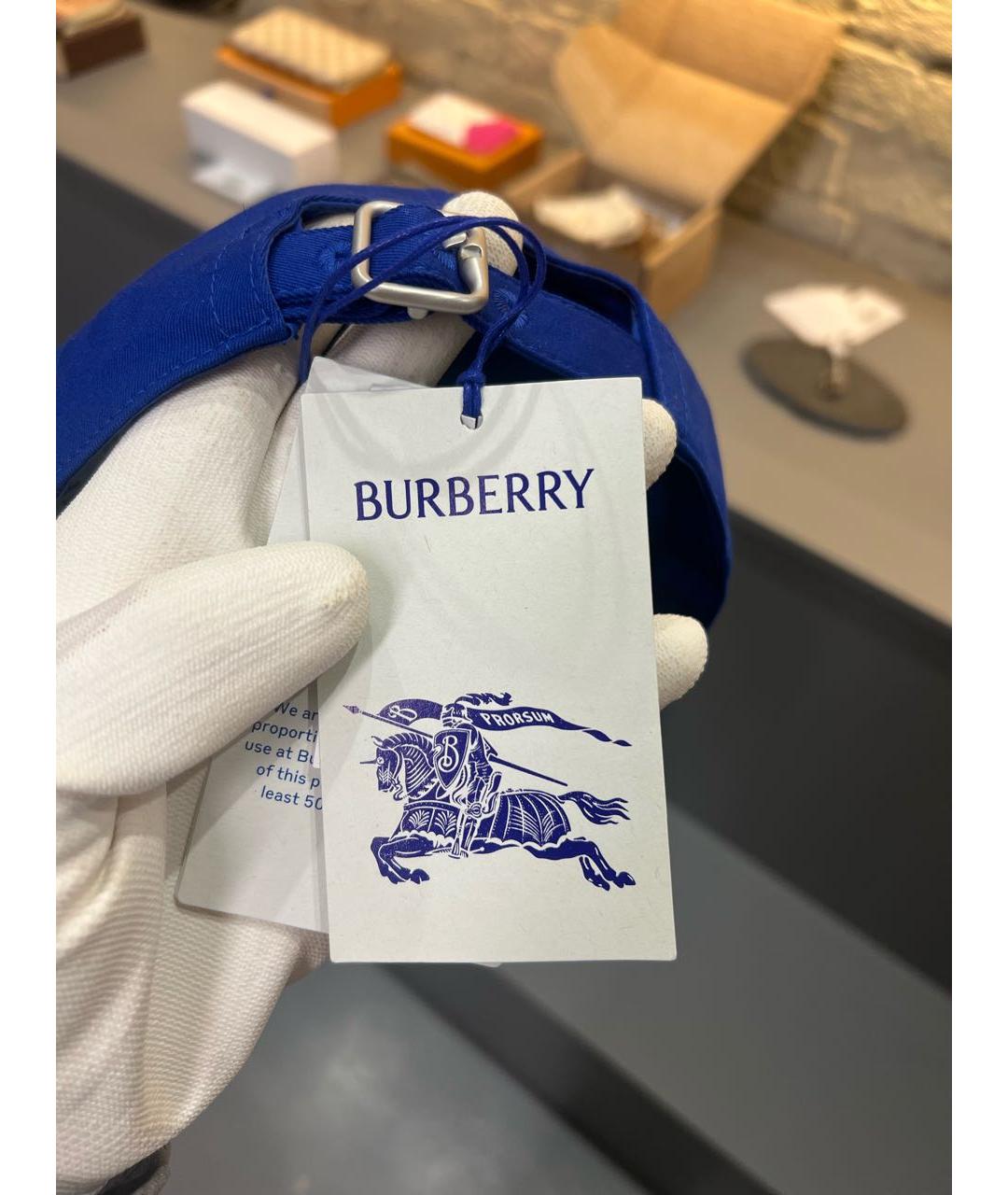 BURBERRY Синяя хлопковая кепка/бейсболка, фото 5
