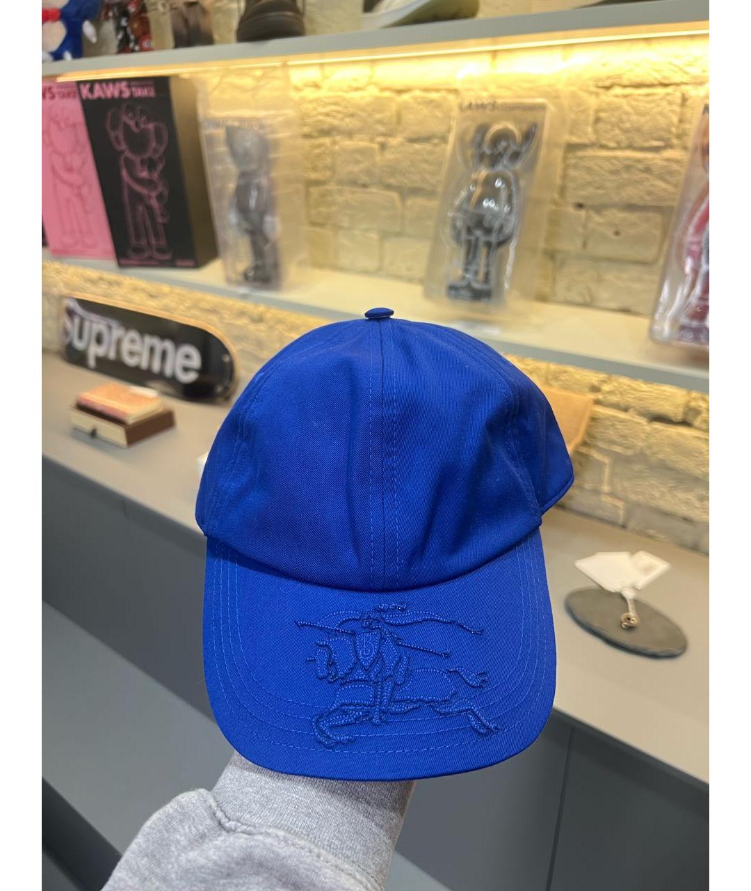 BURBERRY Синяя хлопковая кепка/бейсболка, фото 6