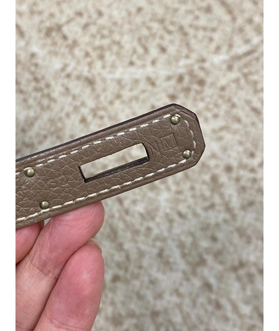 HERMES Коричневая кожаная сумка с короткими ручками, фото 3