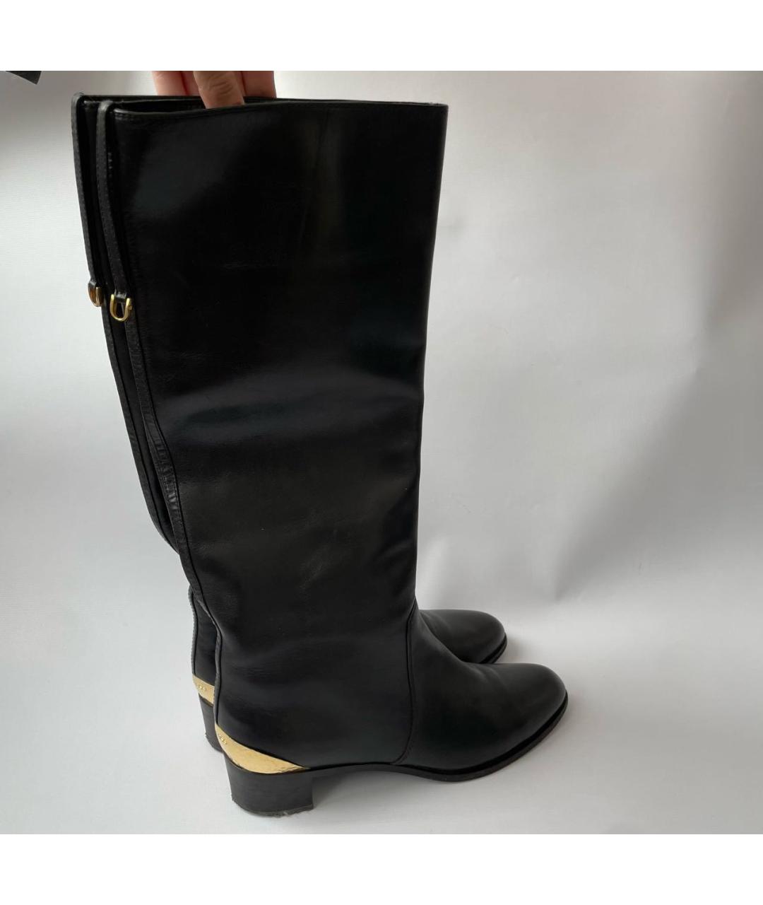 SERGIO ROSSI Черные кожаные сапоги, фото 7