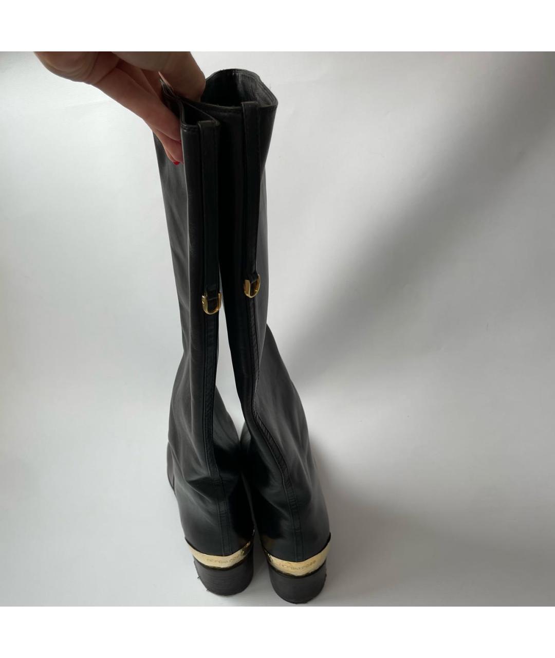 SERGIO ROSSI Черные кожаные сапоги, фото 2