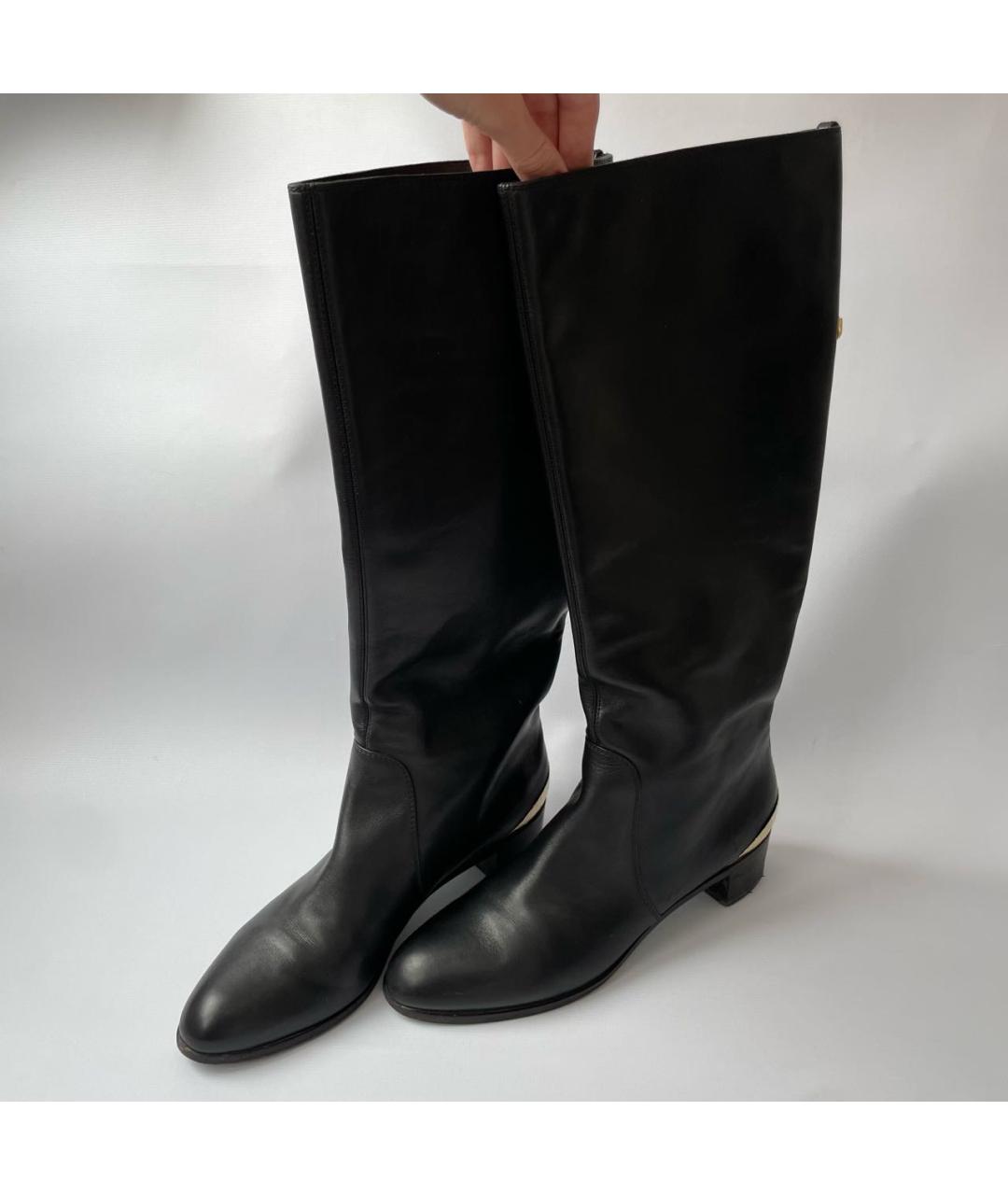 SERGIO ROSSI Черные кожаные сапоги, фото 6