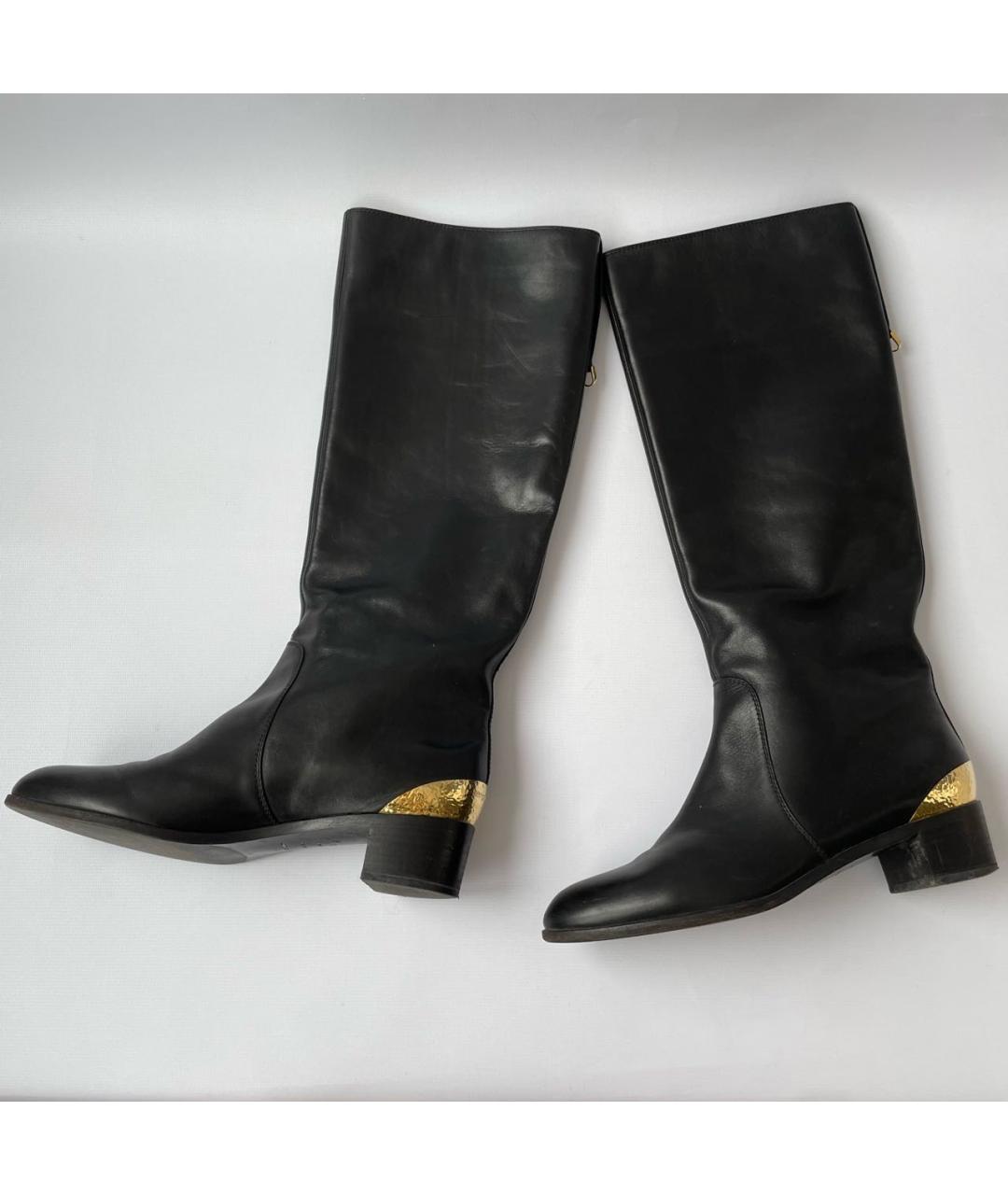 SERGIO ROSSI Черные кожаные сапоги, фото 8