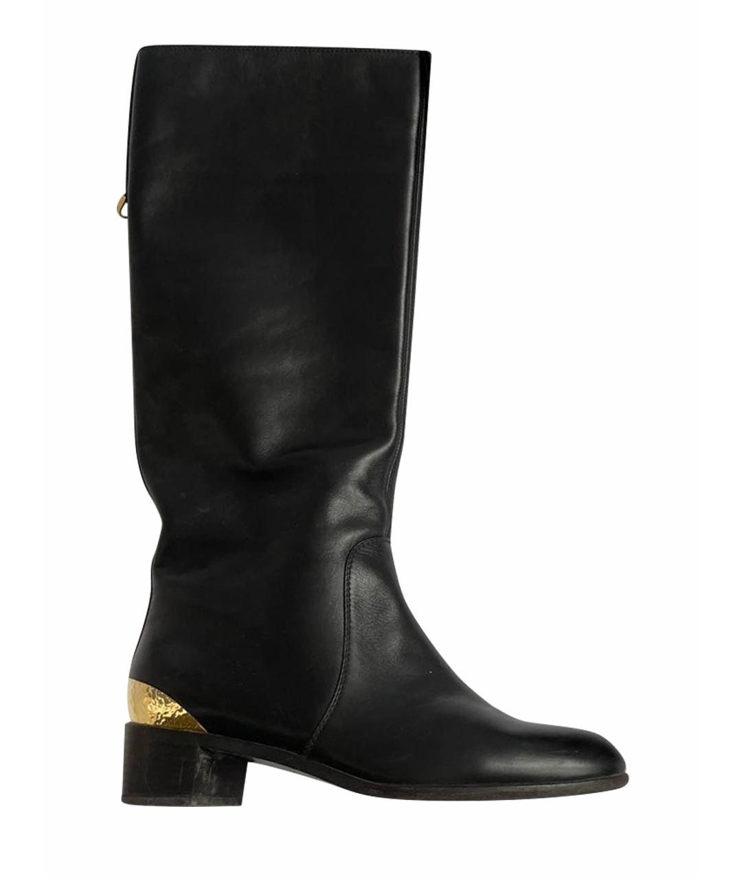 SERGIO ROSSI Черные кожаные сапоги, фото 1