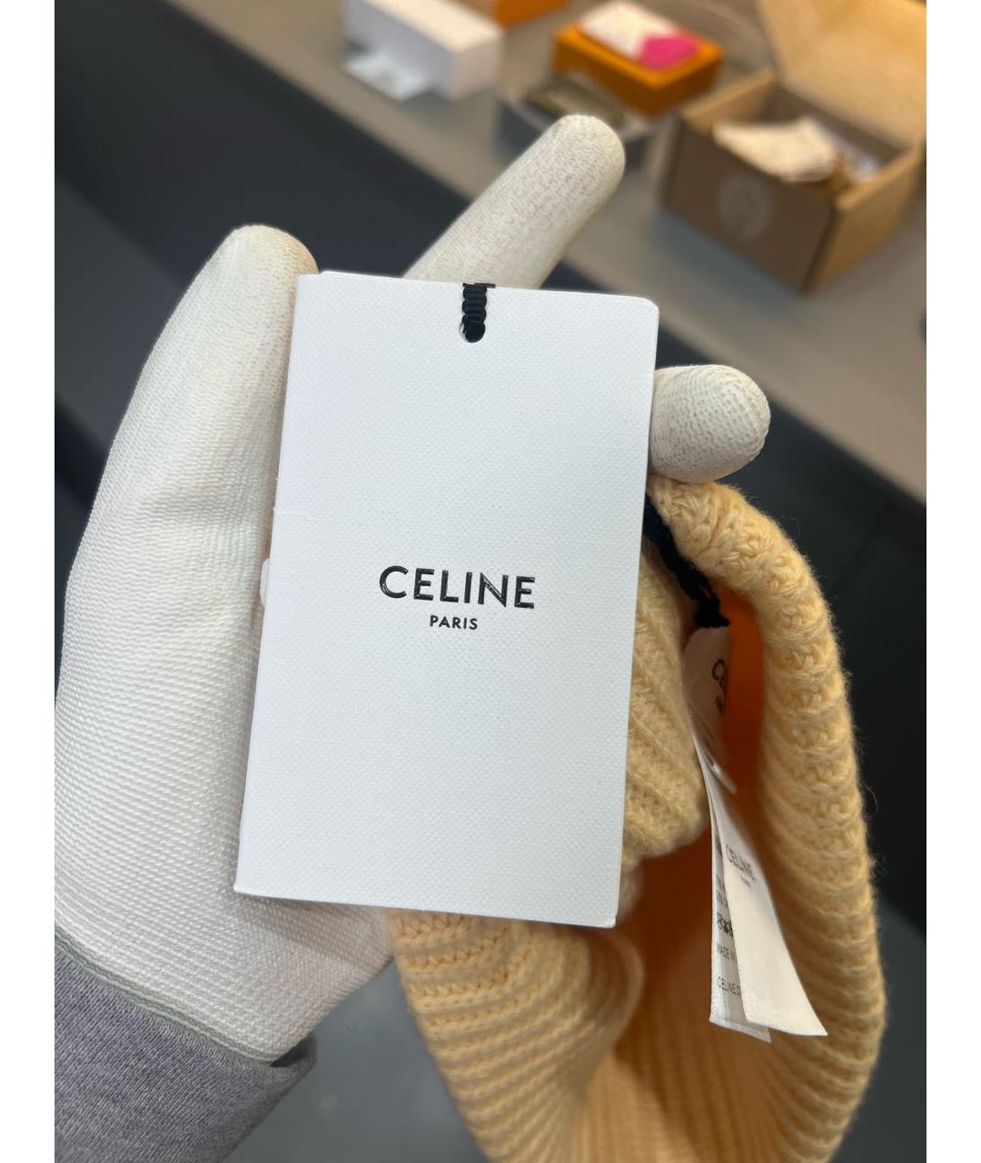 CELINE Желтая кашемировая шапка, фото 4
