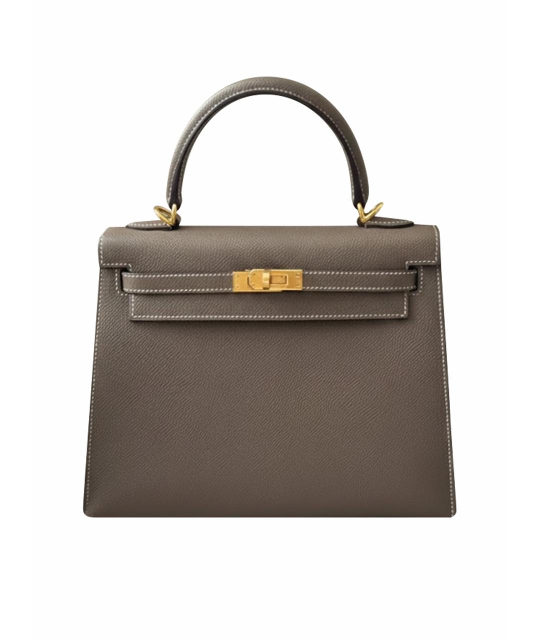 HERMES Бежевая кожаная сумка с короткими ручками, фото 1