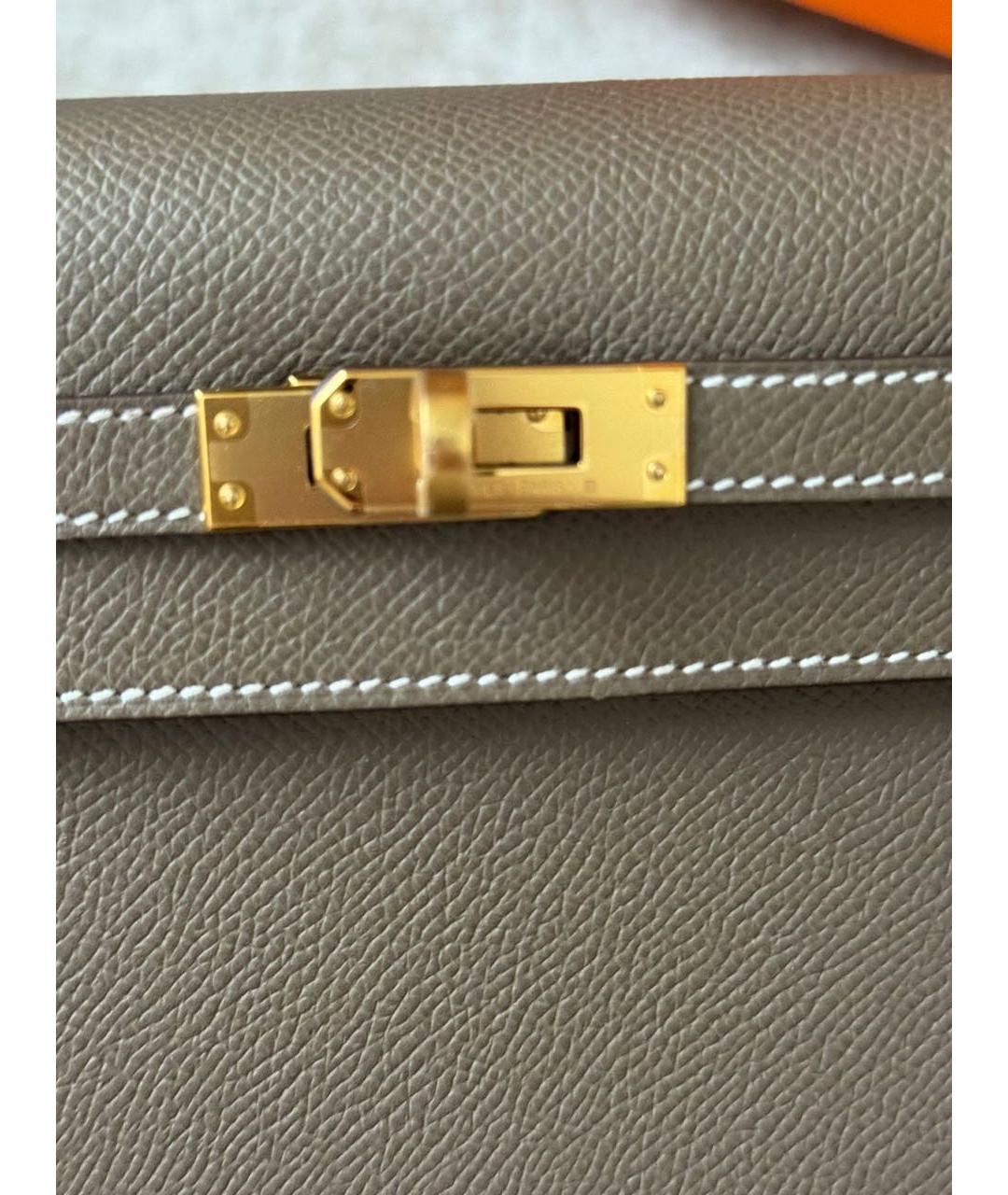HERMES Бежевая кожаная сумка с короткими ручками, фото 5