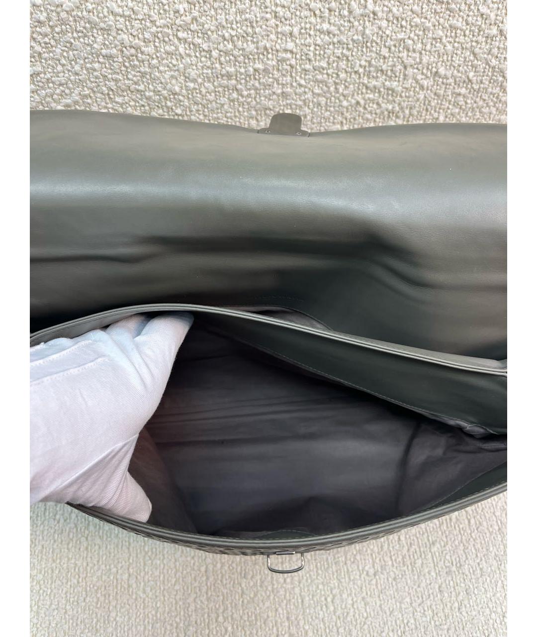 BOTTEGA VENETA Антрацитовый кожаный портфель, фото 4