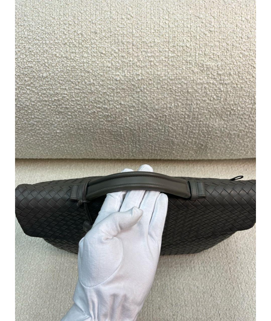 BOTTEGA VENETA Антрацитовый кожаный портфель, фото 7