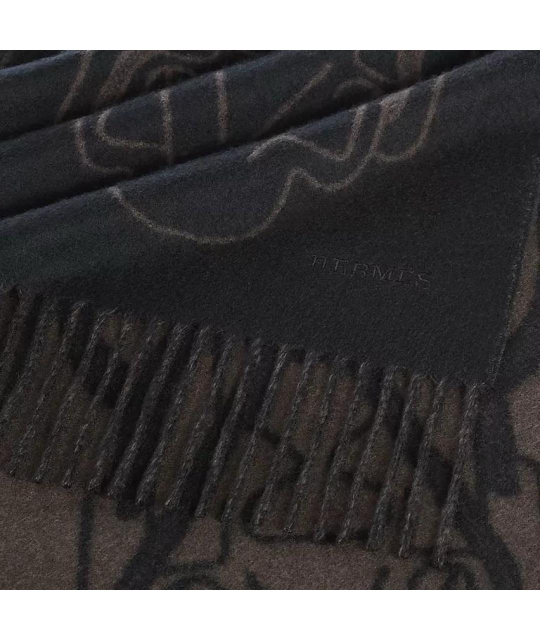 HERMES Коричневый кашемировый шарф, фото 2