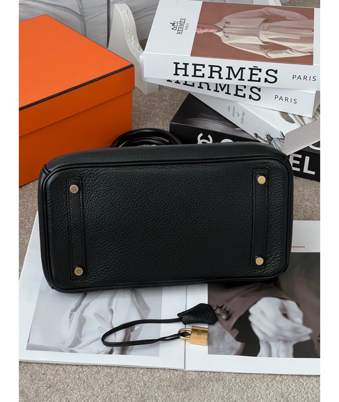 HERMES Черная кожаная сумка с короткими ручками, фото 5