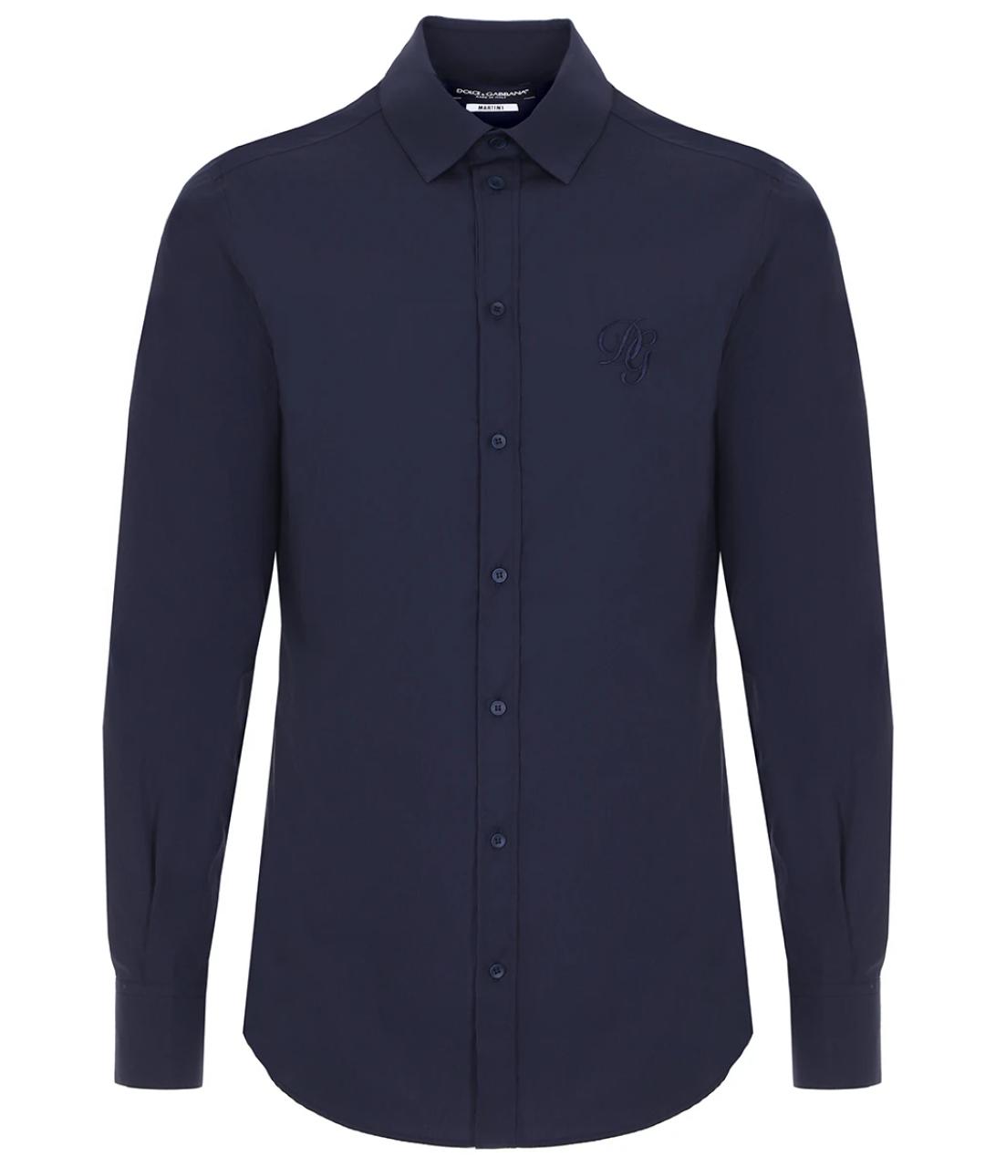 DOLCE&GABBANA Темно-синяя хлопковая кэжуал рубашка, фото 1