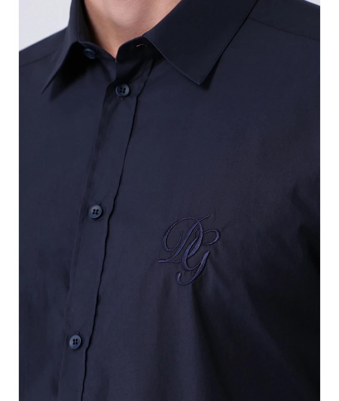 DOLCE&GABBANA Темно-синяя хлопковая кэжуал рубашка, фото 5