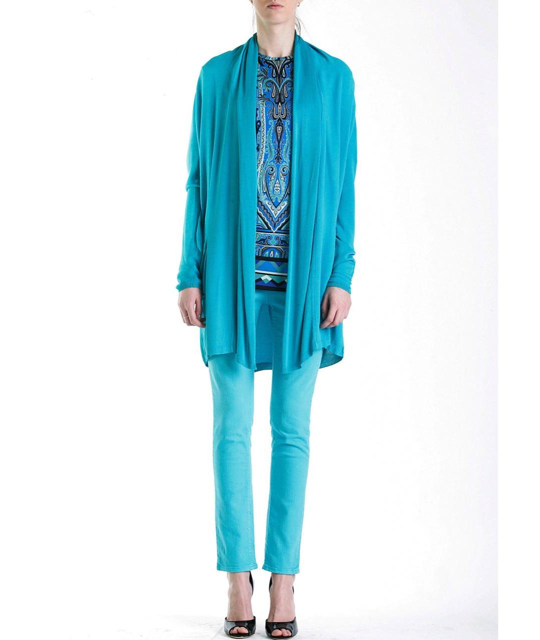 JO NO FUI Бирюзовый вискозный кардиган, фото 8