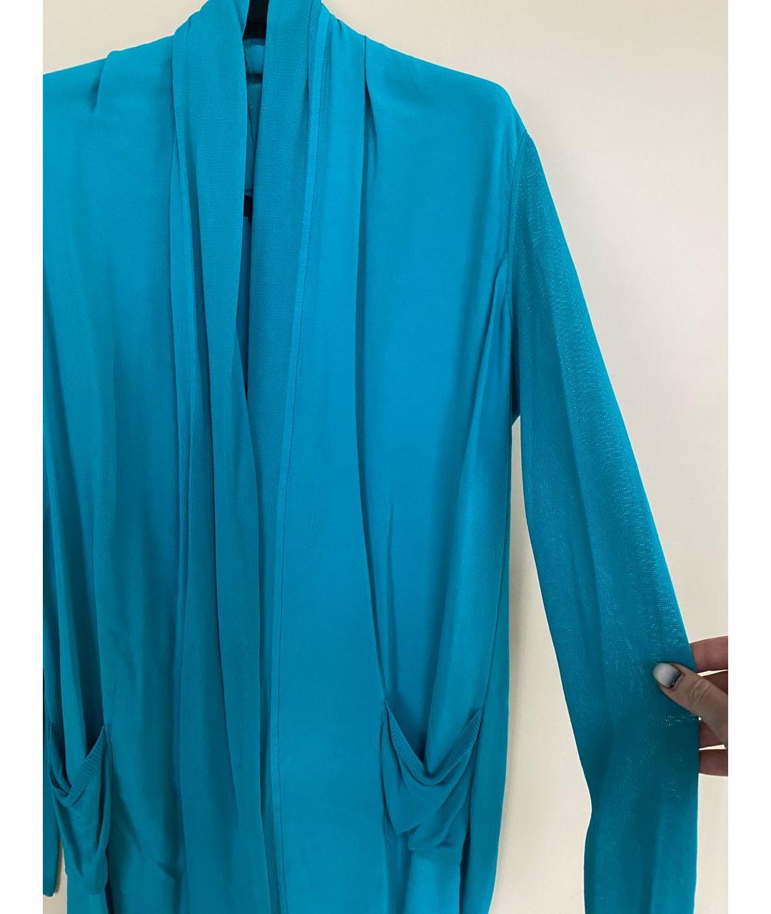 JO NO FUI Бирюзовый вискозный кардиган, фото 5