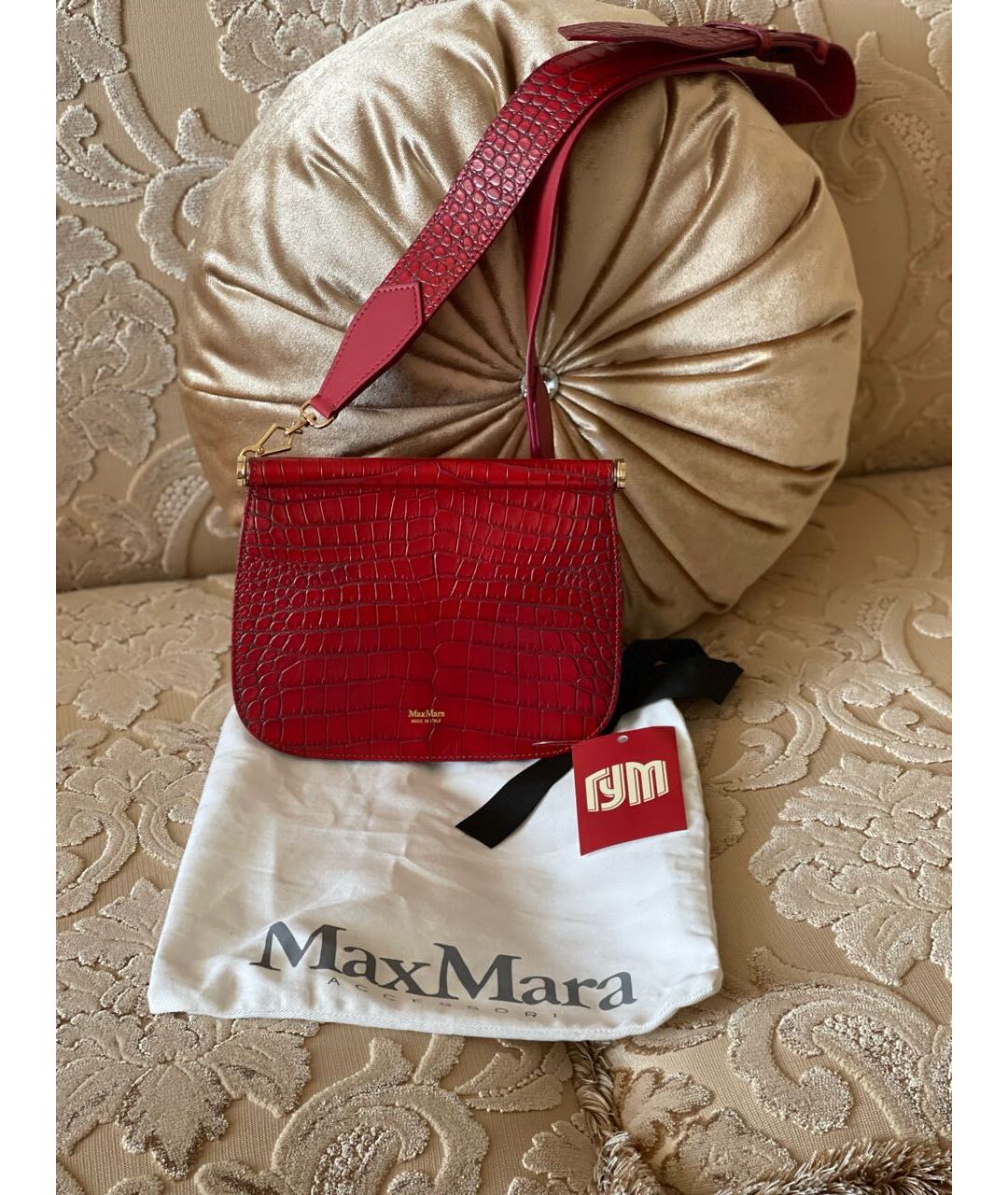MAX MARA Красная кожаная сумка через плечо, фото 2