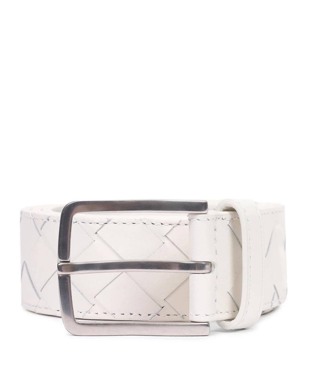 BOTTEGA VENETA Белый кожаный ремень, фото 1