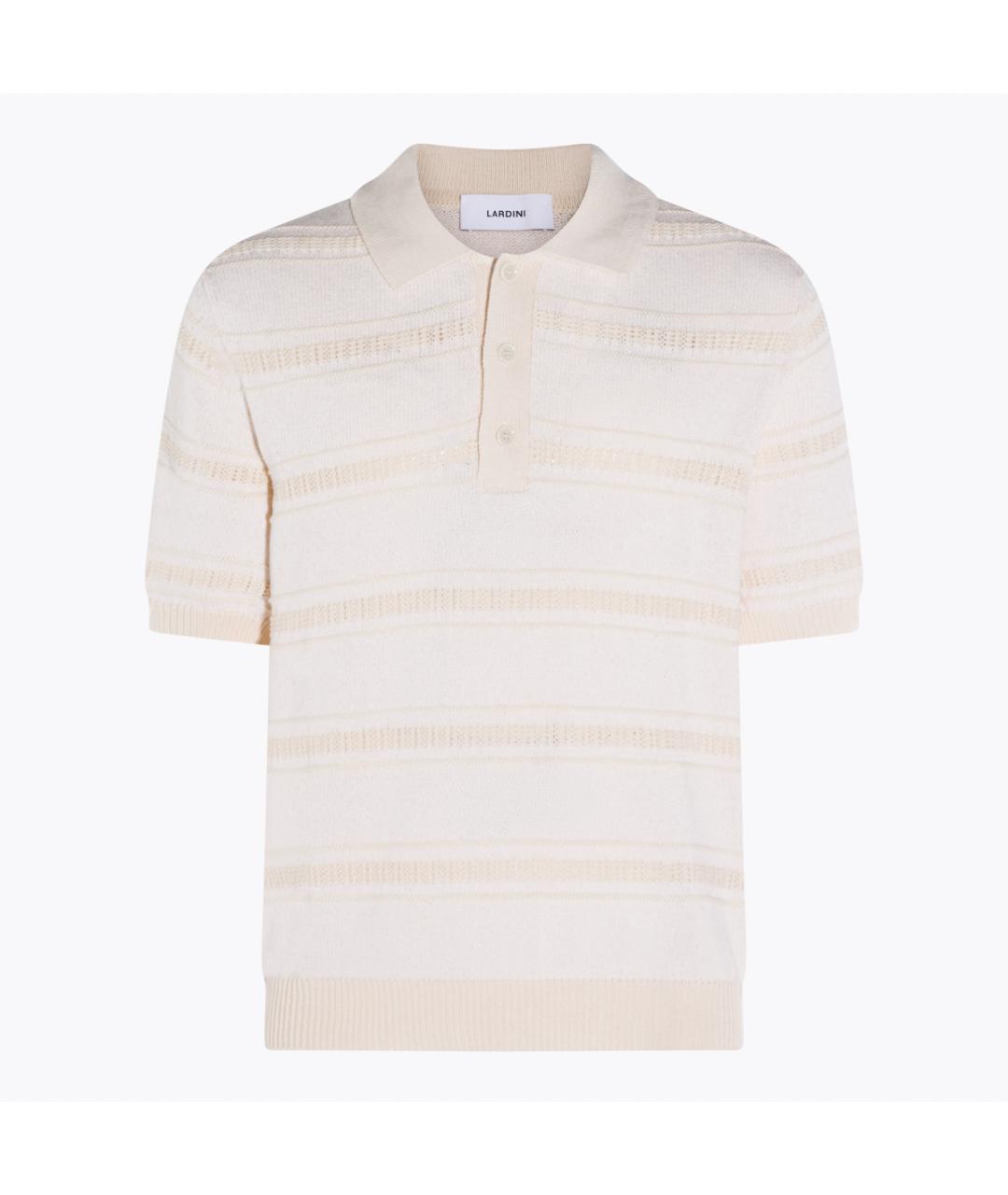 LARDINI Бежевое хлопковое поло с коротким рукавом, фото 4