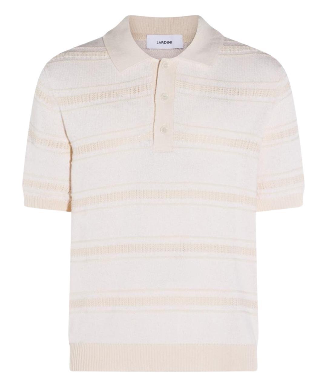 LARDINI Бежевое хлопковое поло с коротким рукавом, фото 1