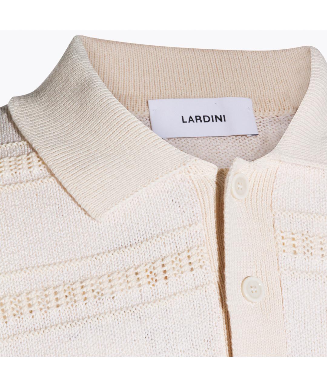 LARDINI Бежевое хлопковое поло с коротким рукавом, фото 3
