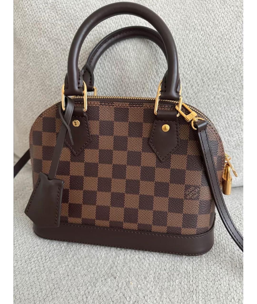 LOUIS VUITTON Коричневая кожаная сумка с короткими ручками, фото 8