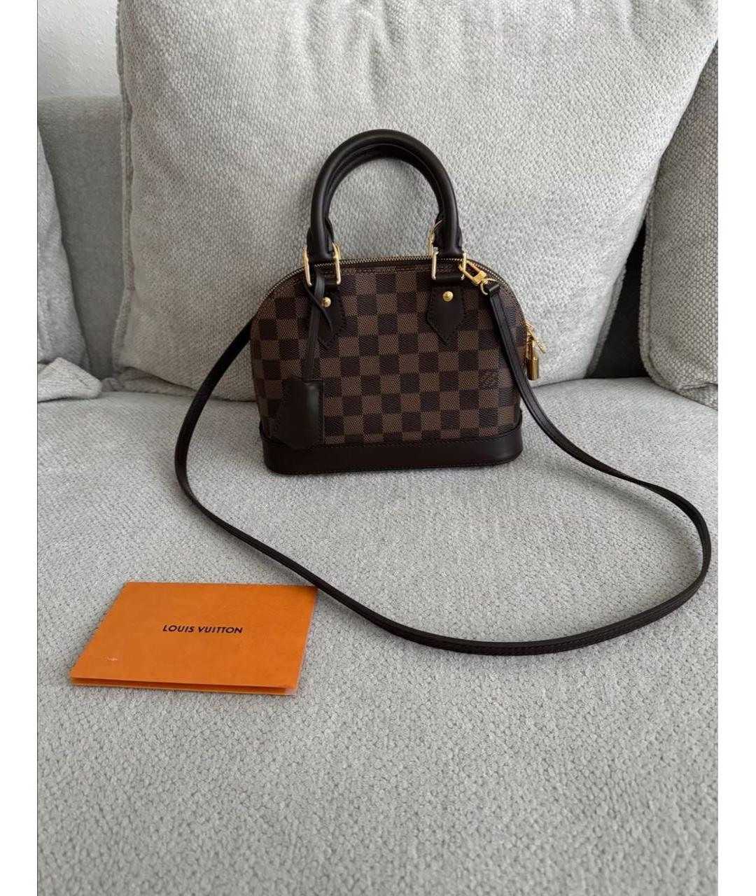 LOUIS VUITTON Коричневая кожаная сумка с короткими ручками, фото 7