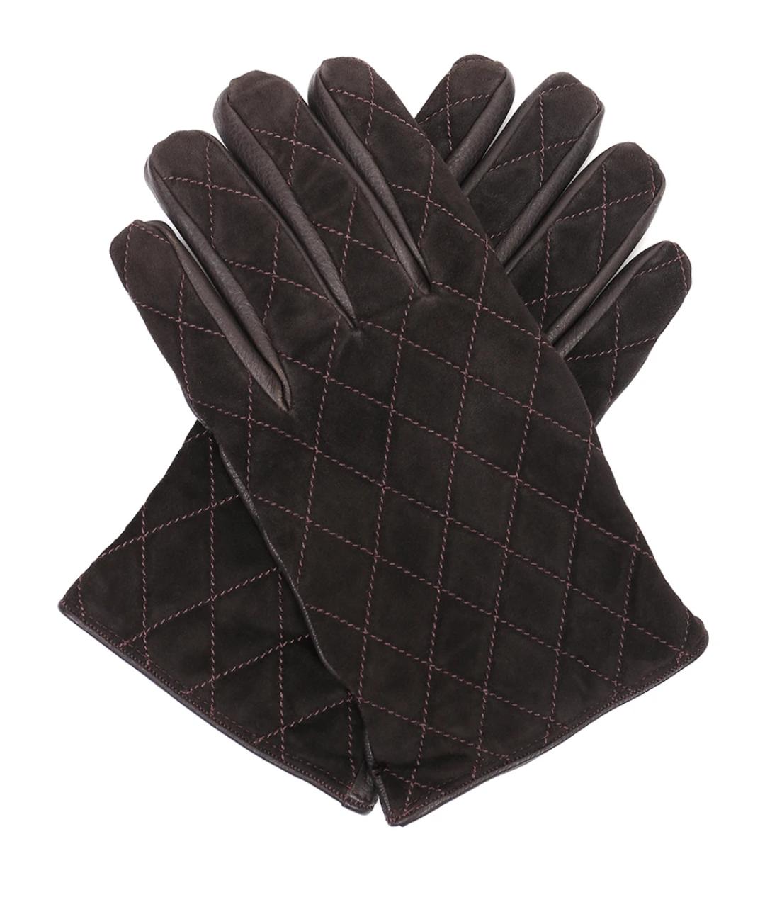 BRIONI Коричневые кожаные перчатки, фото 1