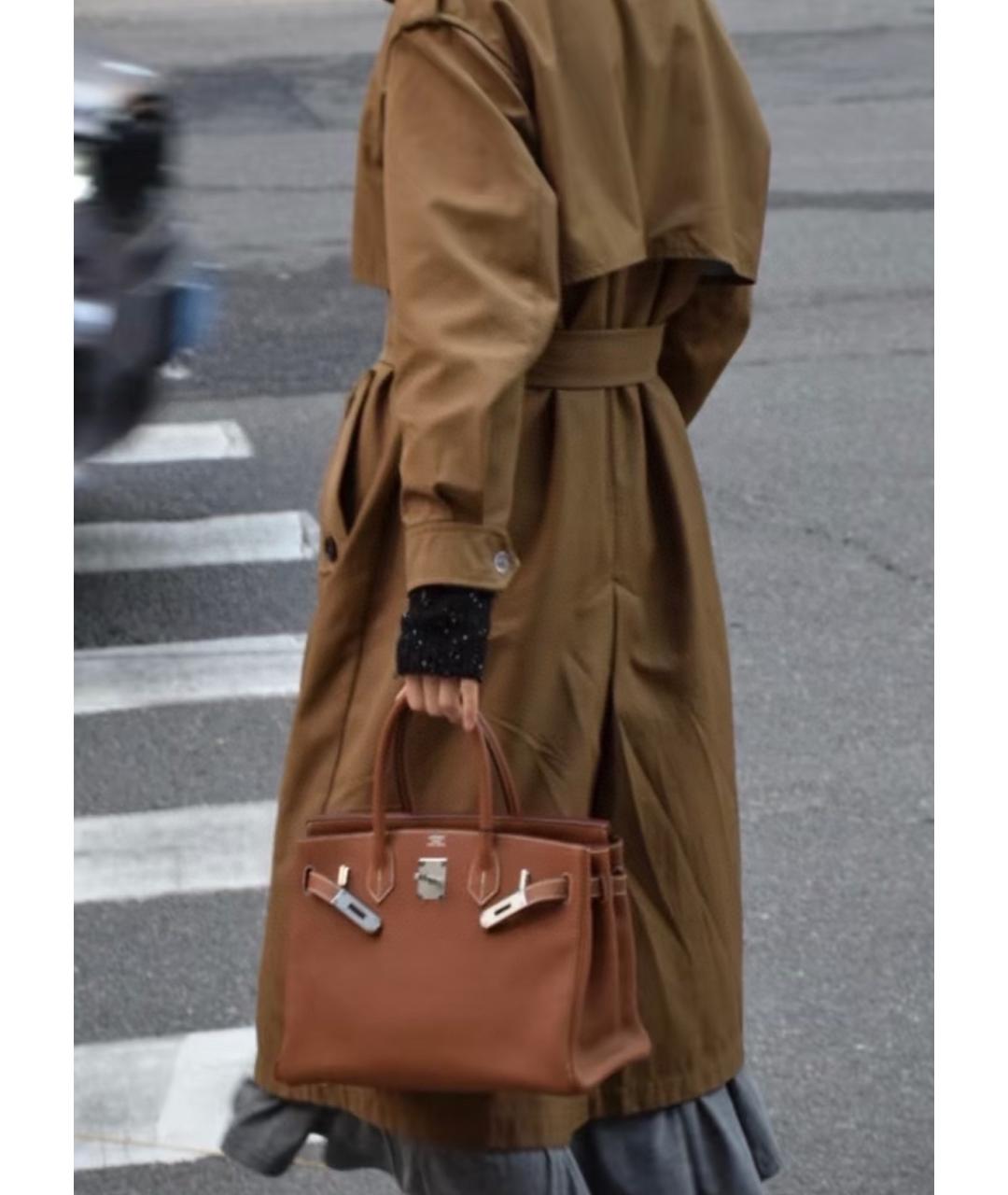 HERMES Коричневая кожаная сумка с короткими ручками, фото 8