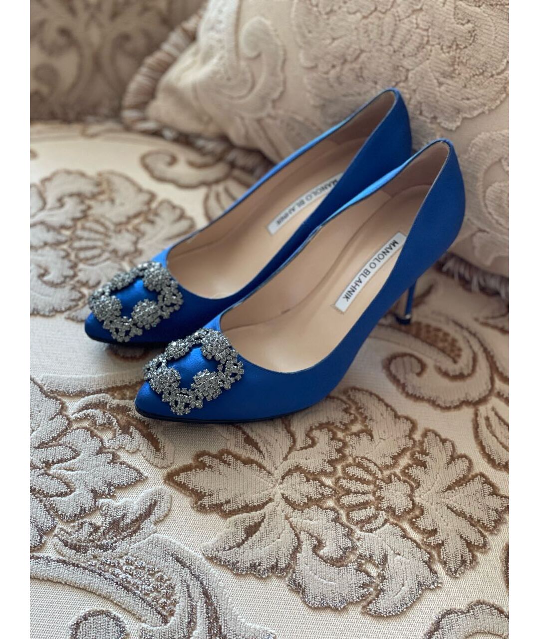 MANOLO BLAHNIK Синие текстильные туфли, фото 2