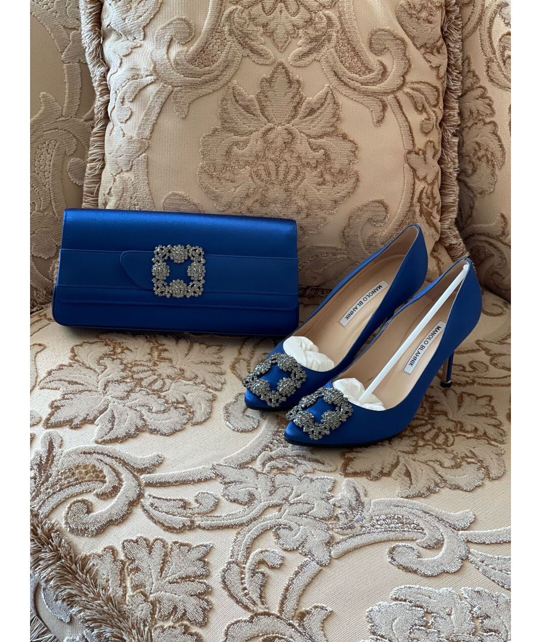 MANOLO BLAHNIK Синие текстильные туфли, фото 4