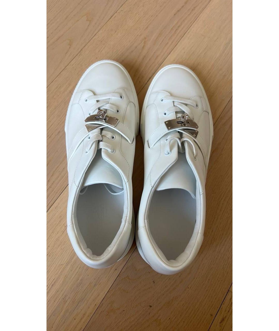 HERMES Белые кожаные низкие кроссовки / кеды, фото 4