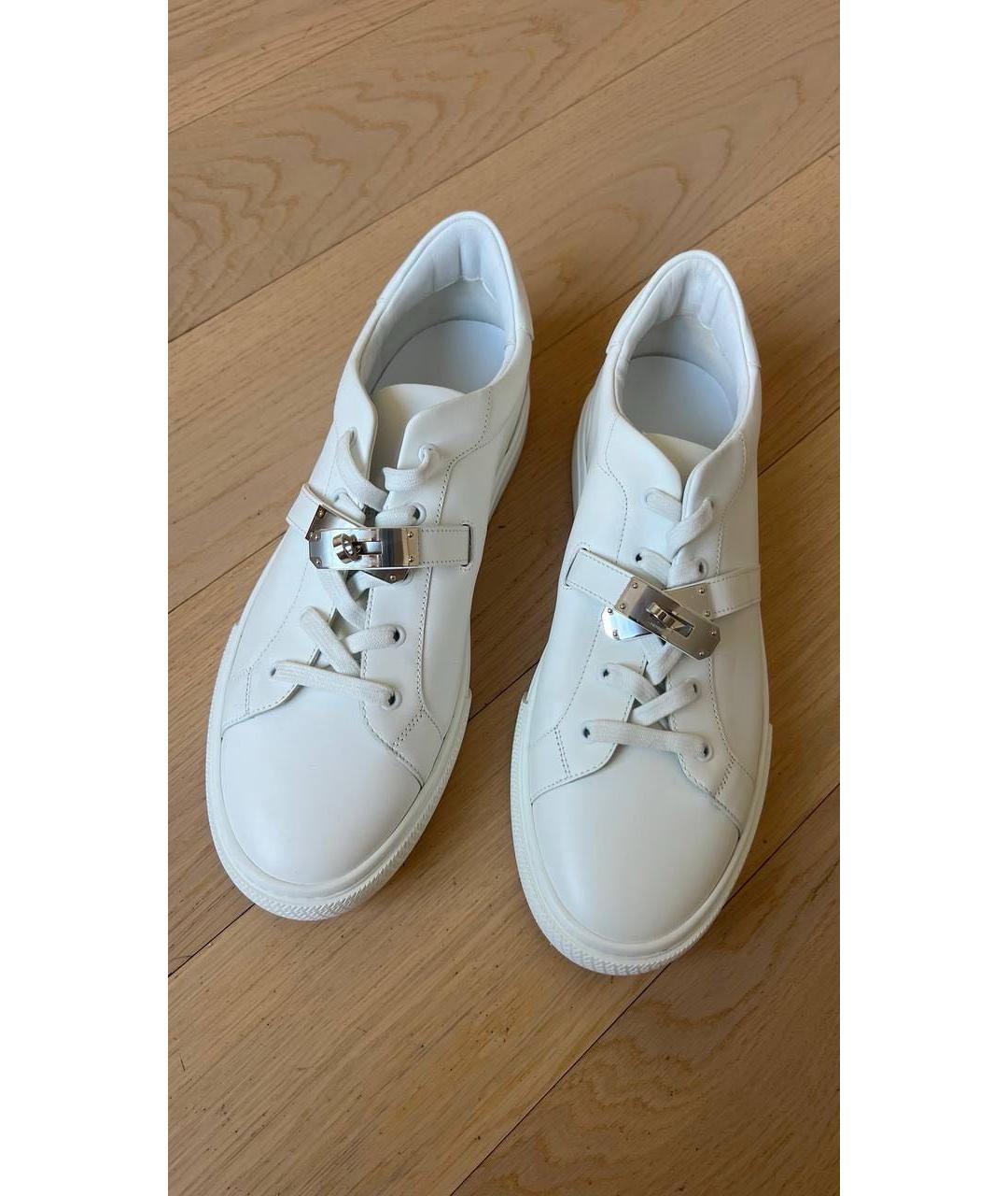 HERMES Белые кожаные низкие кроссовки / кеды, фото 2