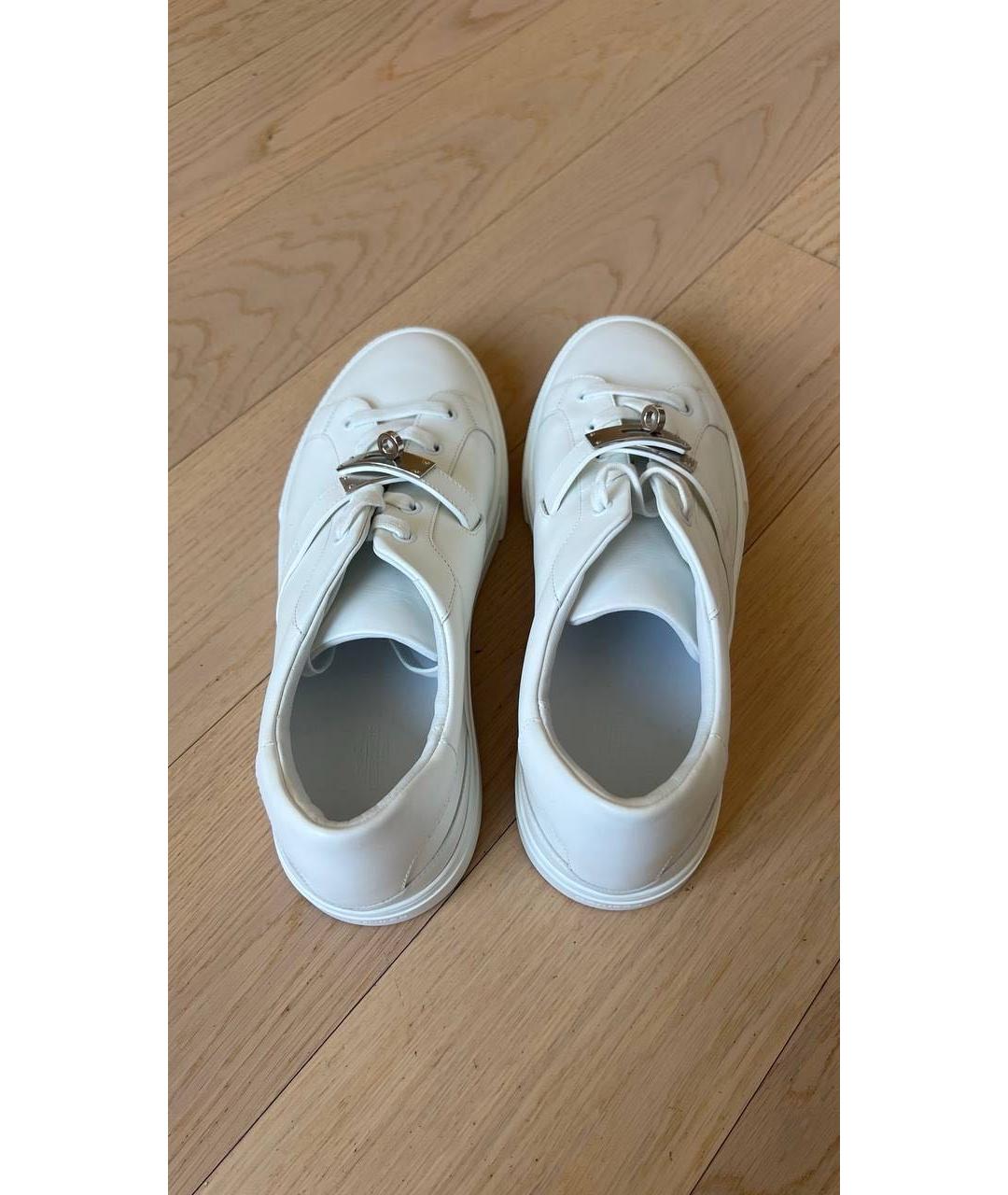 HERMES Белые кожаные низкие кроссовки / кеды, фото 3