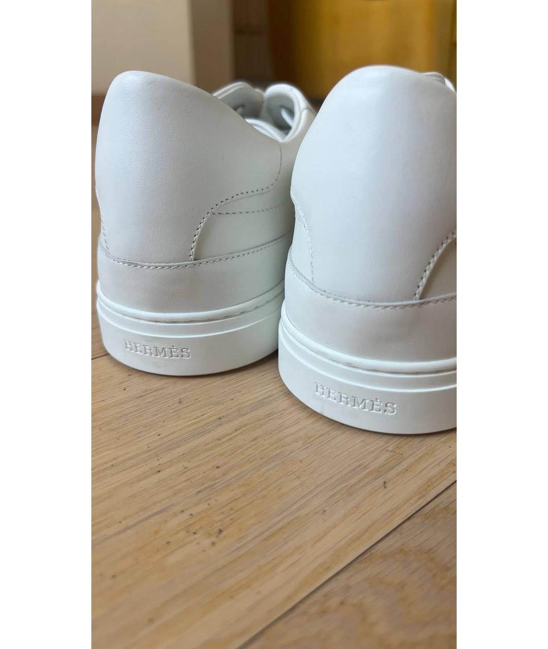 HERMES Белые кожаные низкие кроссовки / кеды, фото 6
