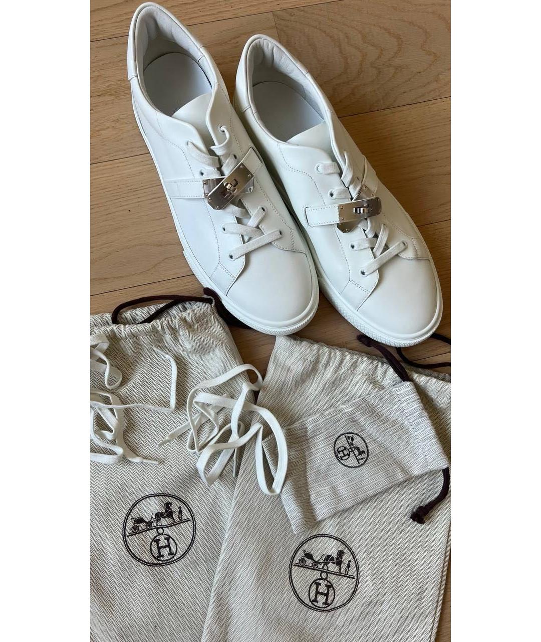 HERMES Белые кожаные низкие кроссовки / кеды, фото 8