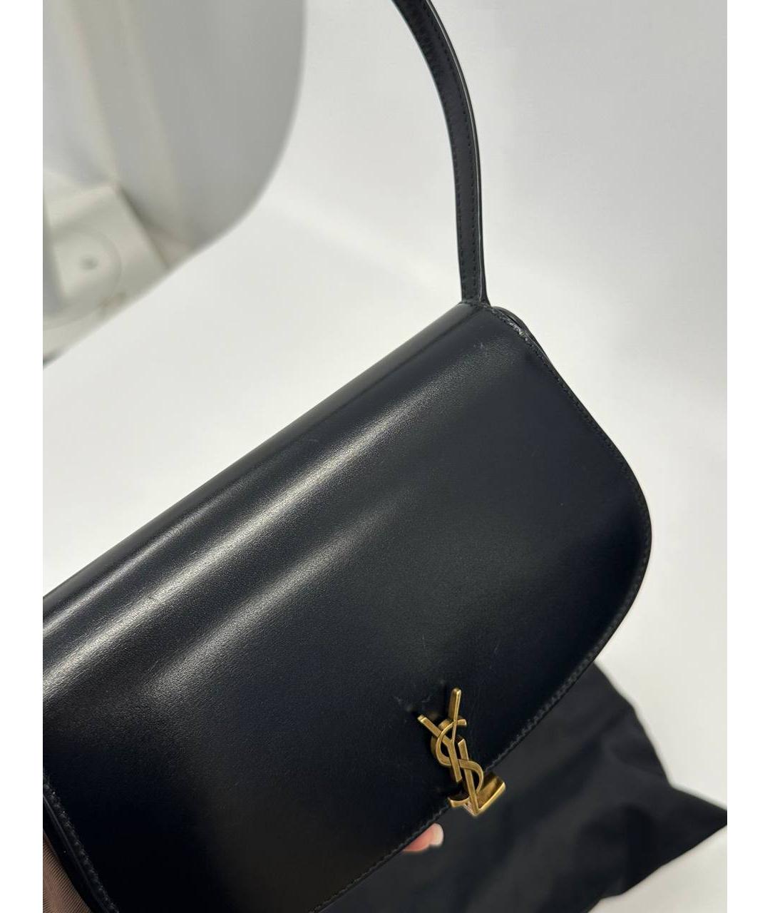 SAINT LAURENT Черная кожаная сумка с короткими ручками, фото 7