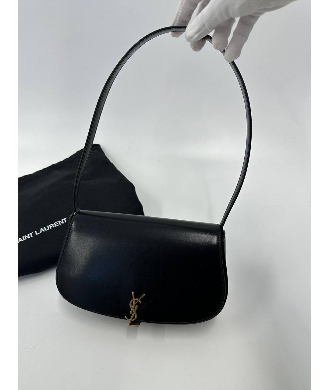 SAINT LAURENT Черная кожаная сумка с короткими ручками, фото 2