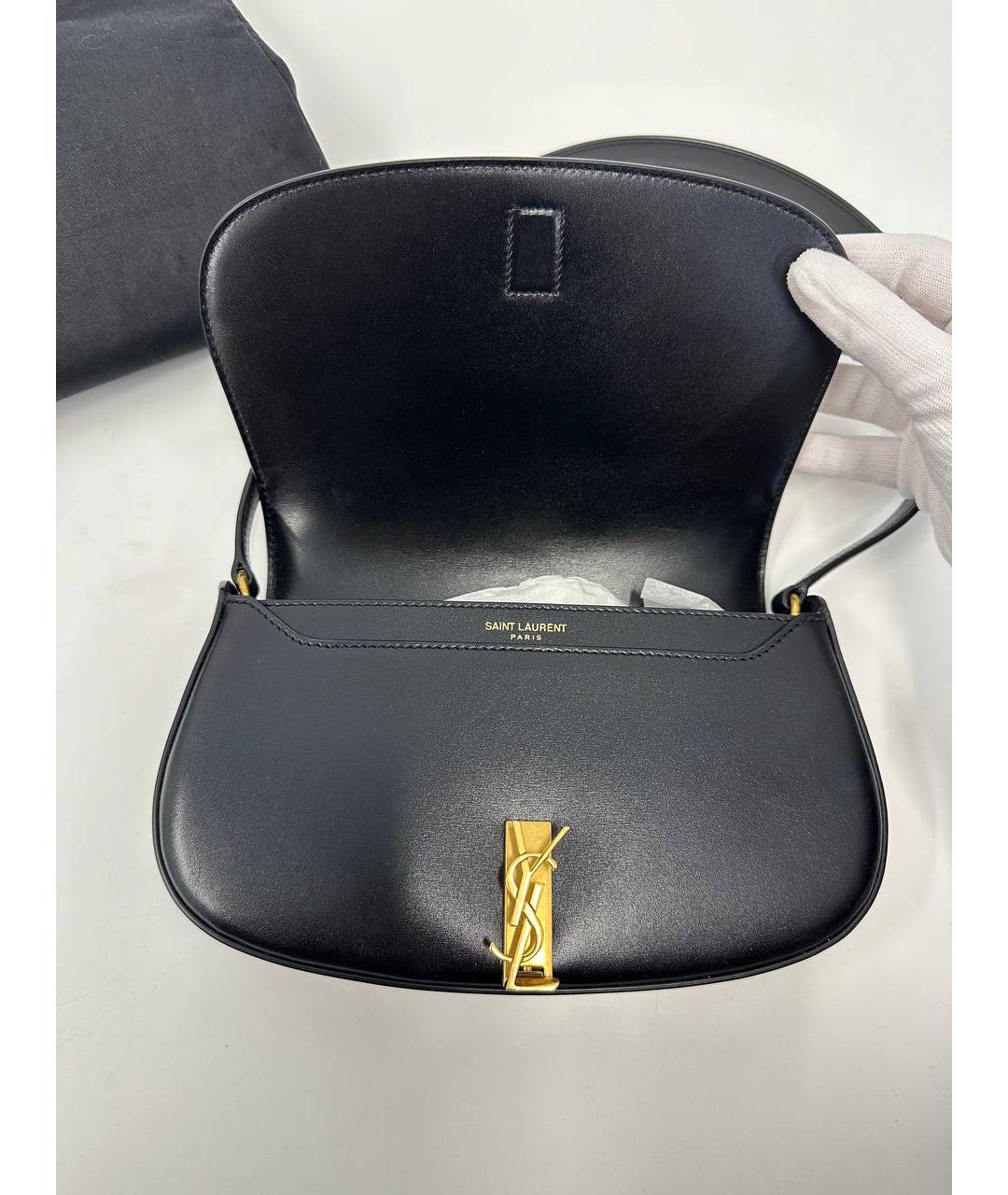 SAINT LAURENT Черная кожаная сумка с короткими ручками, фото 5