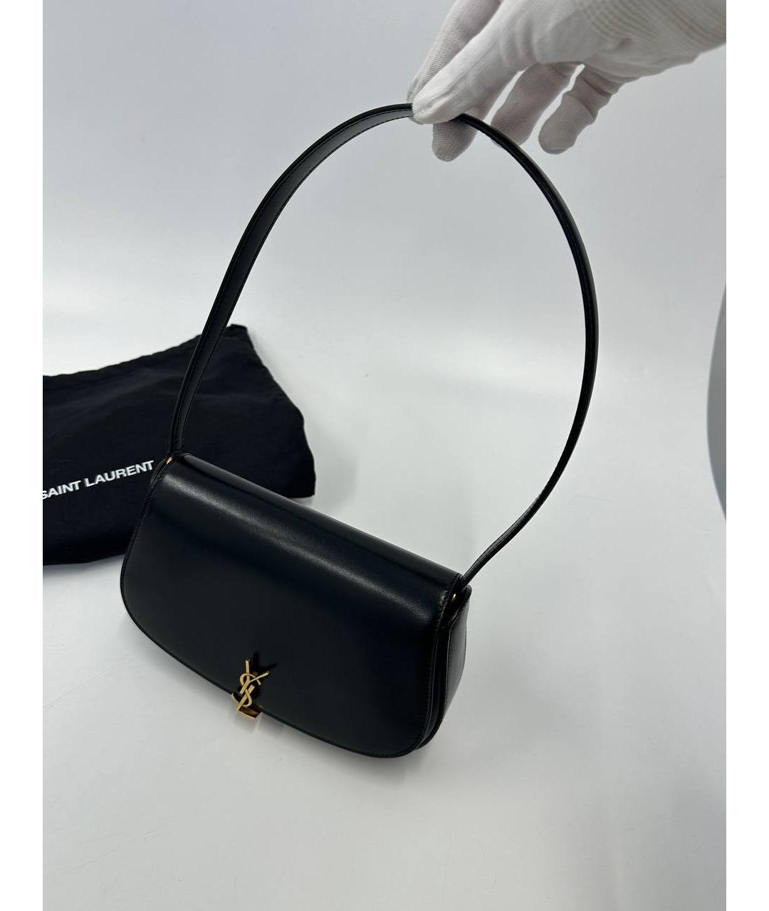 SAINT LAURENT Черная кожаная сумка с короткими ручками, фото 3