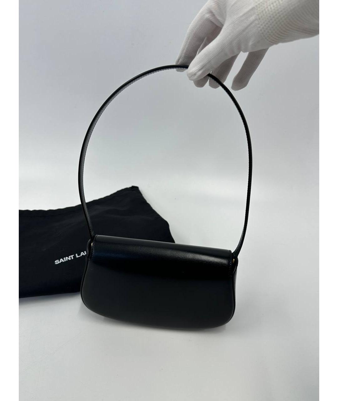 SAINT LAURENT Черная кожаная сумка с короткими ручками, фото 4
