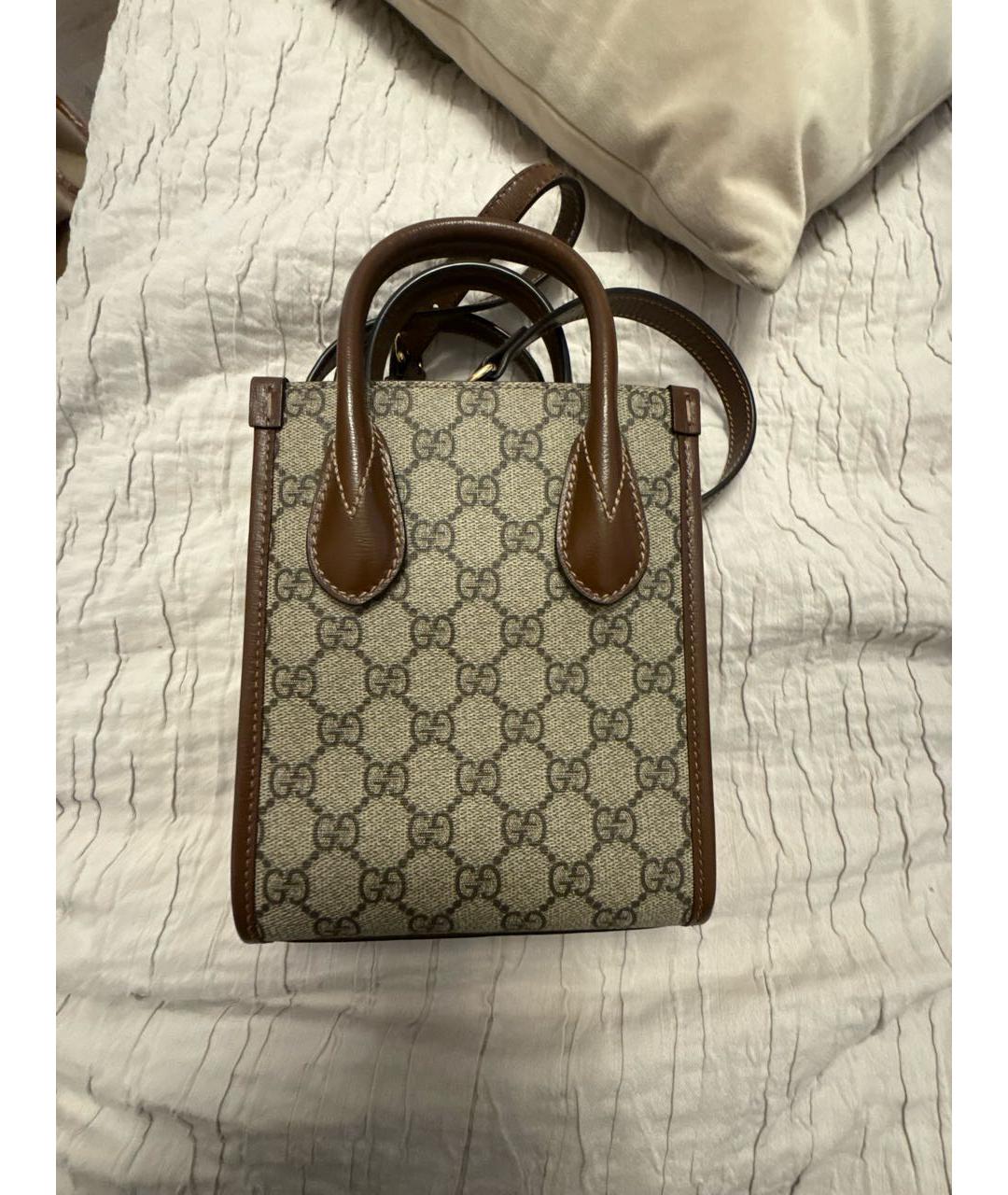 GUCCI Бежевая кожаная сумка через плечо, фото 3