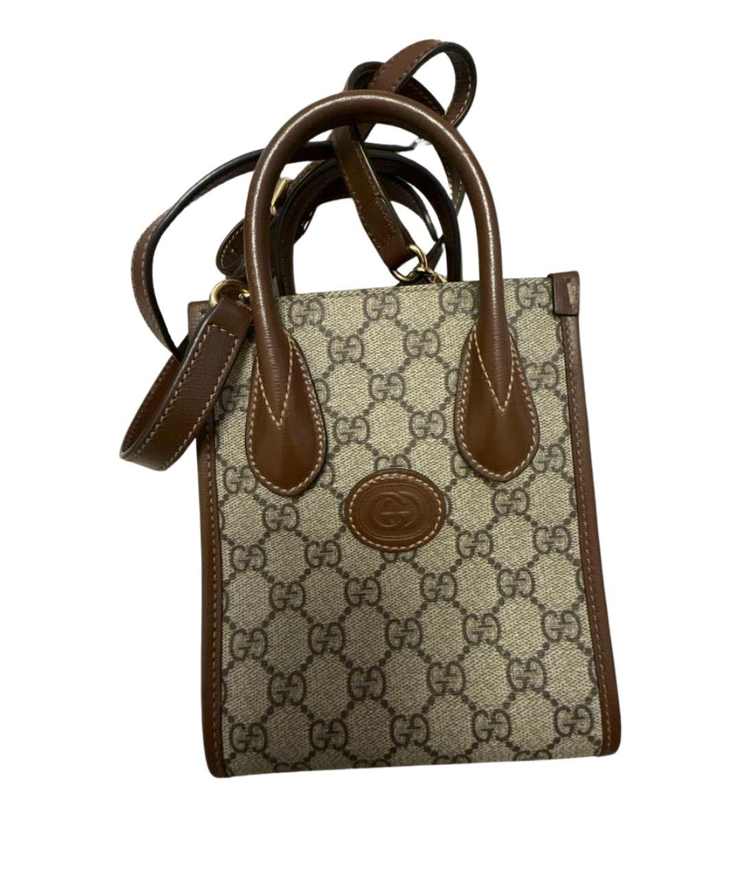 GUCCI Бежевая кожаная сумка через плечо, фото 1