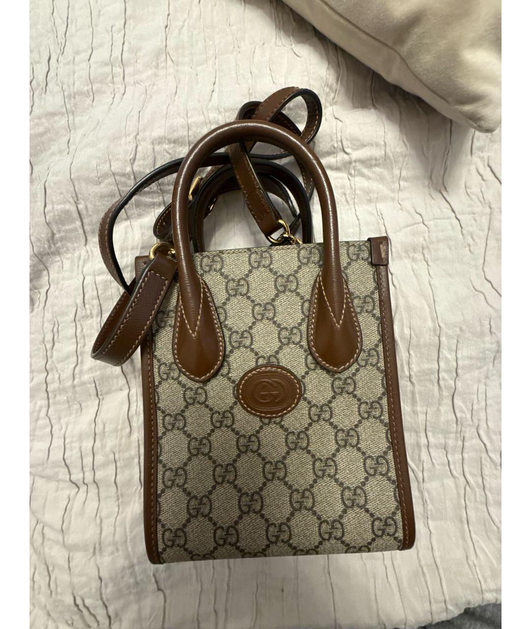 GUCCI Бежевая кожаная сумка через плечо, фото 5