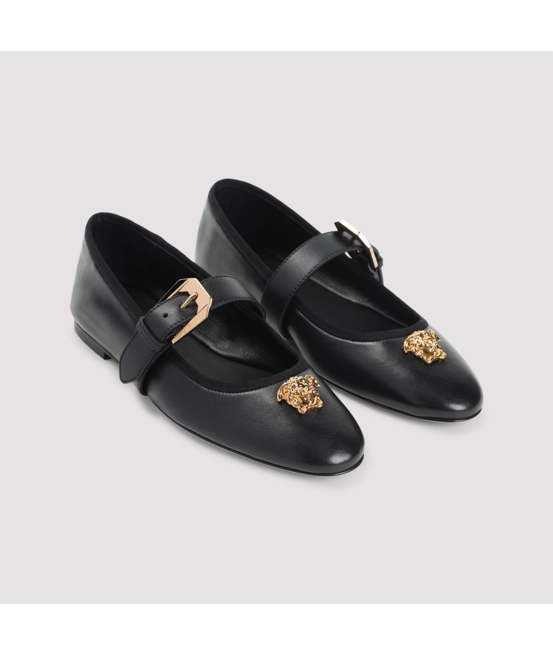 VERSACE Черные кожаные балетки, фото 5