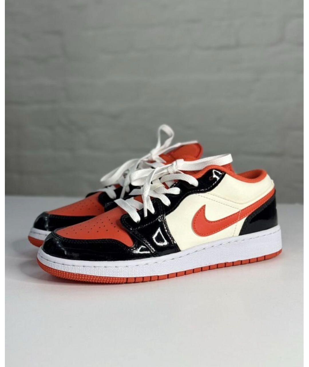 JORDAN Оранжевое кроссовки из лакированной кожи, фото 2