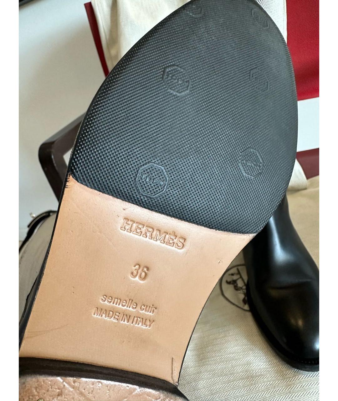HERMES Черные кожаные сапоги, фото 8