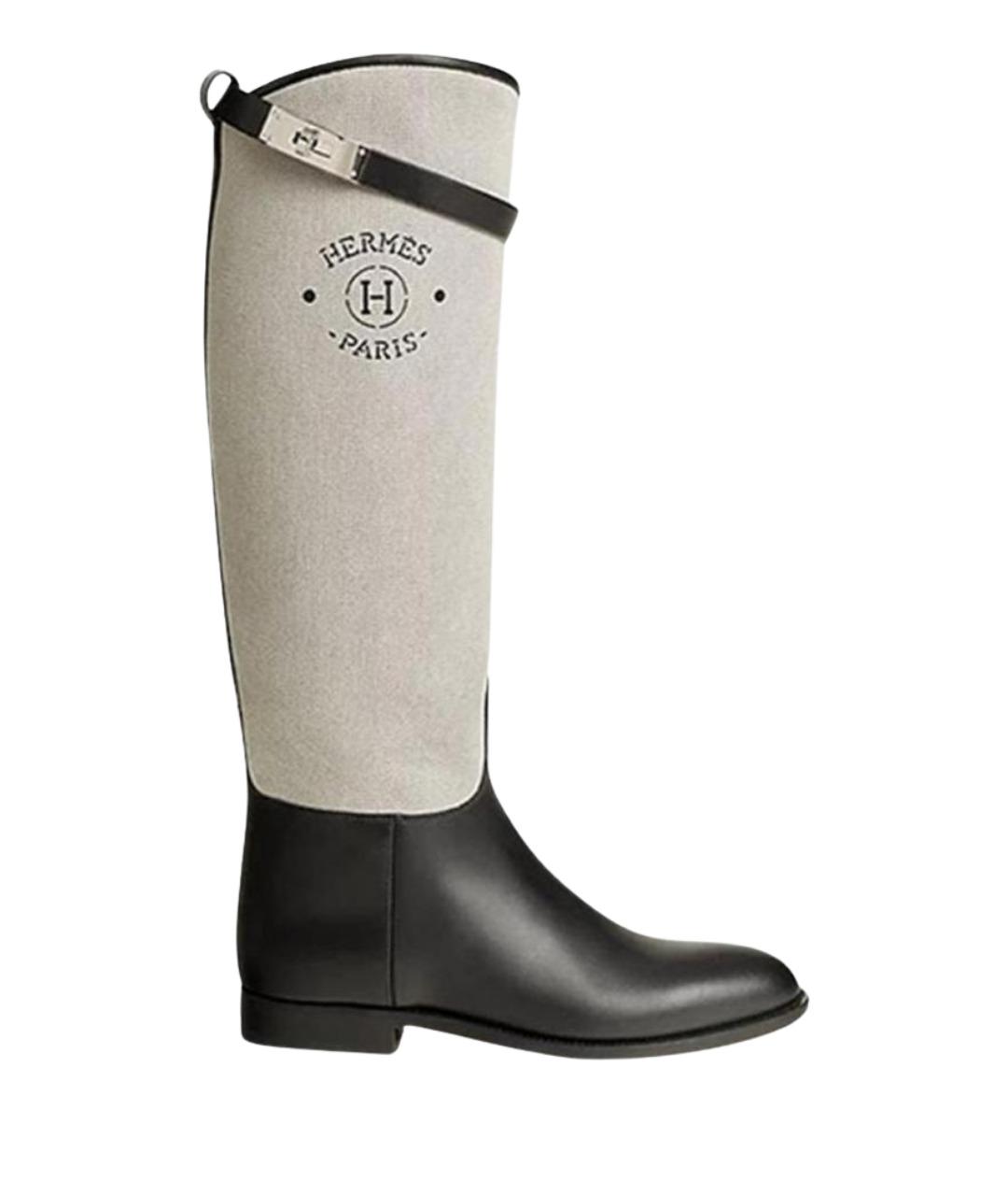 HERMES Черные кожаные сапоги, фото 1