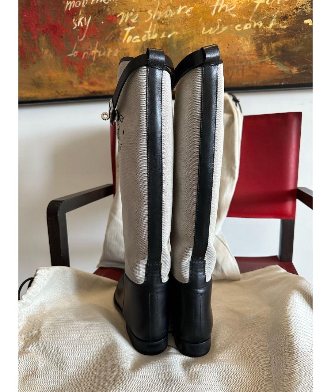 HERMES Черные кожаные сапоги, фото 3