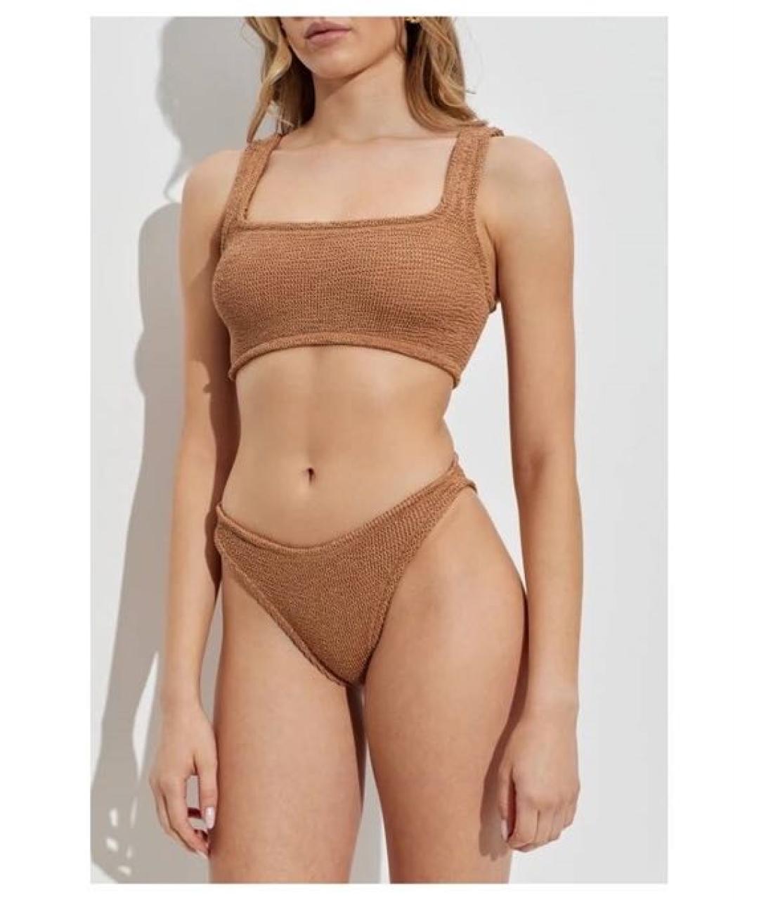 HUNZA G Коричневый полиамидовый купальник, фото 3