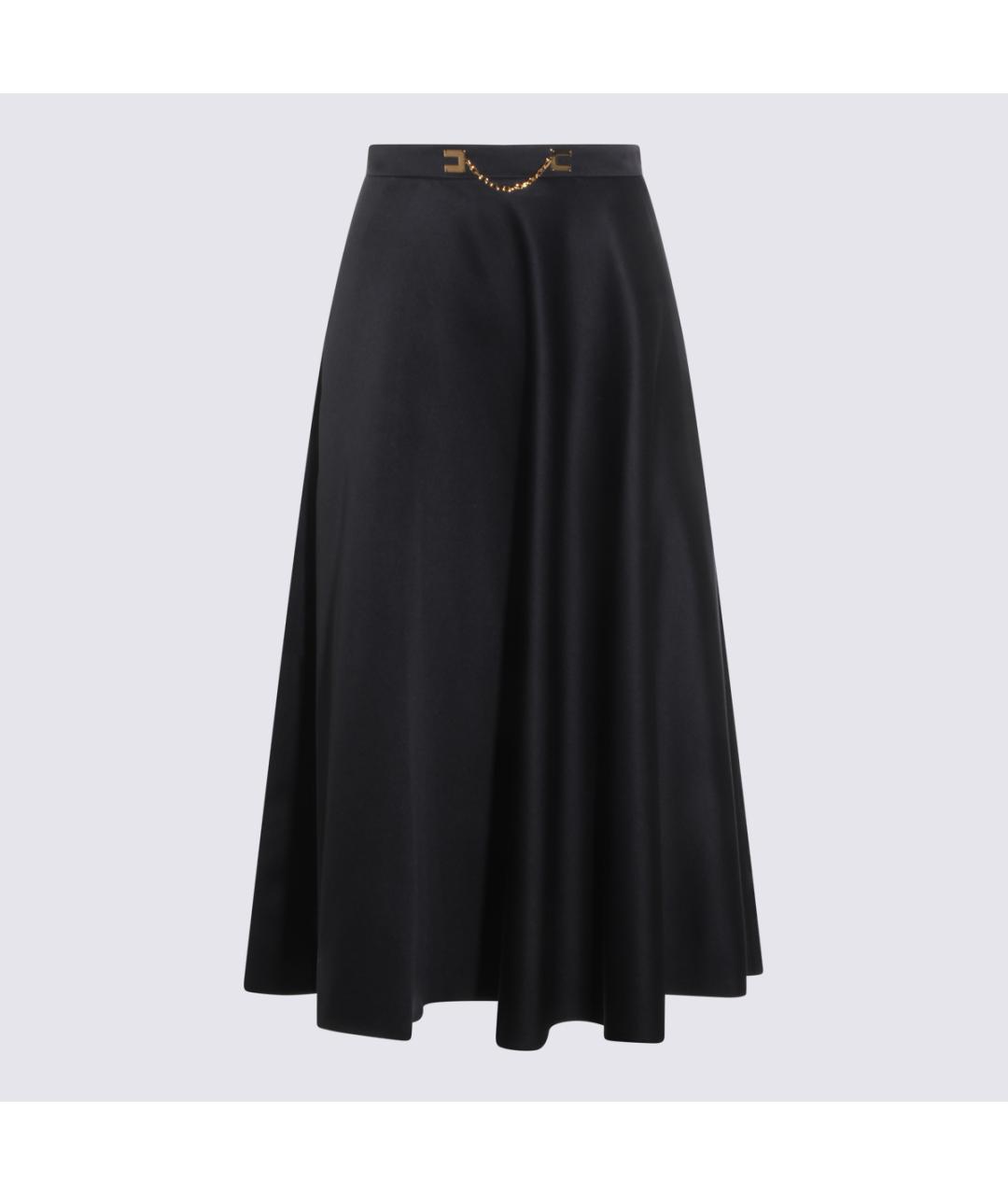 ELISABETTA FRANCHI Черная полиэстеровая юбка миди, фото 4